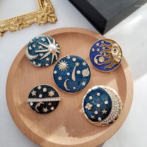 Broschen Muylinda Emaille Pin Art Sternenhimmel Ölgemälde Brosche Abzeichen Strass Perle Hemd Revers Schnalle Schmuck Geschenk