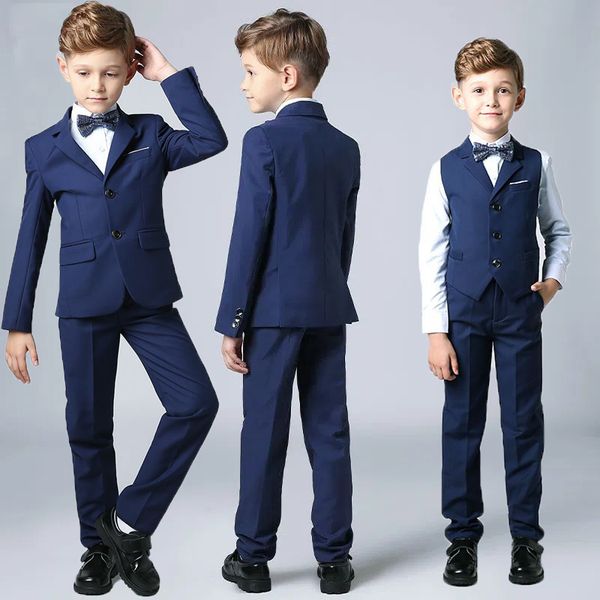 Trajes Niños Formal Negro Azul marino Traje Conjunto Niños Fiesta de bodas Piano Rendimiento Anfitrión Graduación Coro Traje Niños Blazer Chaleco Pantalones 230131