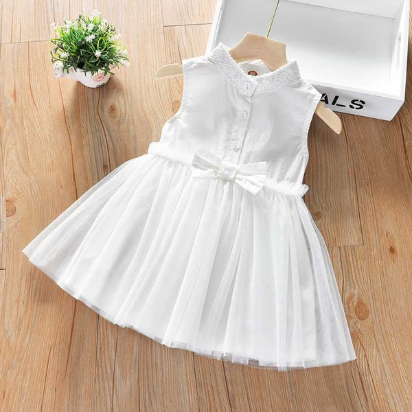 Abiti da ragazza Little maven Neonate Abito senza maniche Estate Bianco Abbigliamento casual Cotone Bambini eleganti Abiti adorabili per bambini 2-8 anni 0131