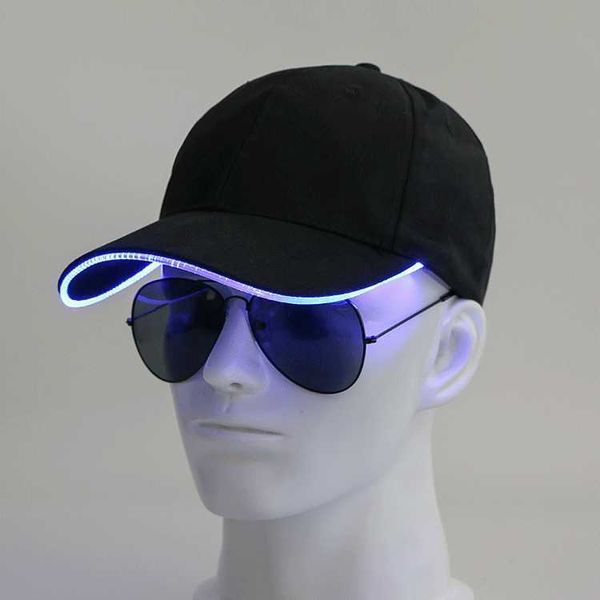 Tappi a sfera New Led Light Up Baseball Cap Baseball Cappelli da sole regolabili per donne uomini Night Running Caps G230201