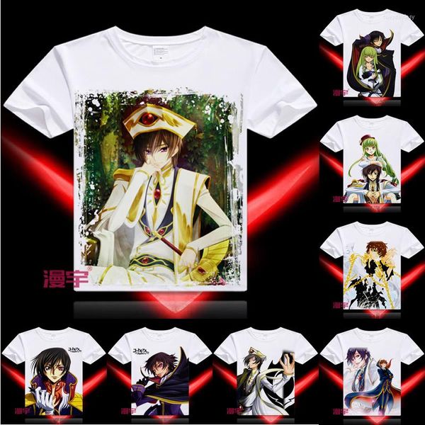 Camisetas masculinas Código de camisa de anime Coolprint Geass, lelouch da rebelião, camisetas com várias peças de madeira de estilo múltiplo, motiva a hentai