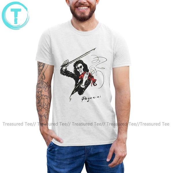 T-shirt da uomo T-shirt da diavolo Paganini che suona un violino rosso T-shirt da uomo in cotone 100 T-shirt divertente con stampa a maniche corte Y2302