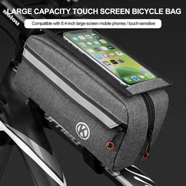 Packtaschen Radfahren Fahrrad Fahrrad Steuerrohr Lenker Handy Halter Handyhalterung Taschen Fall mit Touchscreen 0201