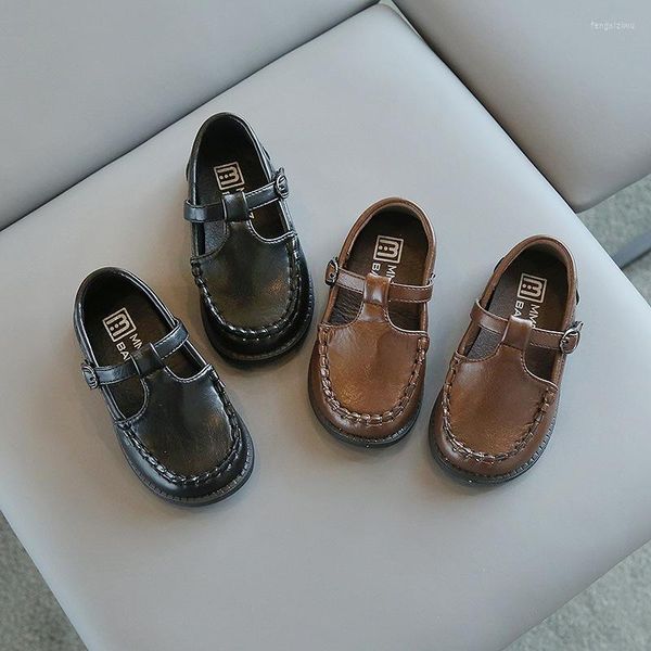 Flat Shoes Vintage Toddler Boy Leather School Party England стиль мальчики для мальчиков платье модную пряжку красивые дети e06214