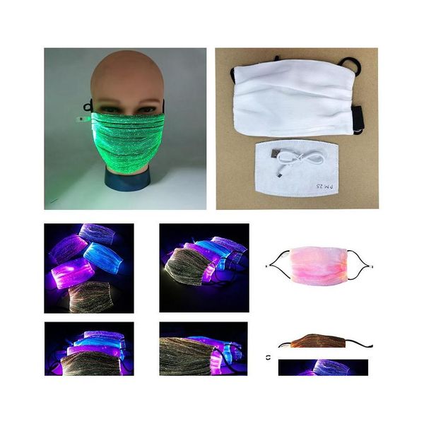 Máscaras de festa Halloween liderado por máscara anti -poeira luminosa com carga USB 7 cores mutáveis ​​para break dança dj de dança entrega de gota home ga otyoo