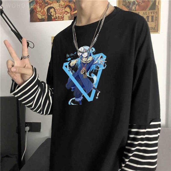 T-shirt da uomo Rimuru Tempest - Quella volta che mi sono reincarnato come una melma T-shirt Harajuku Anime Tops Casual sciolto manica lunga uomo donna T-shirt Y2302