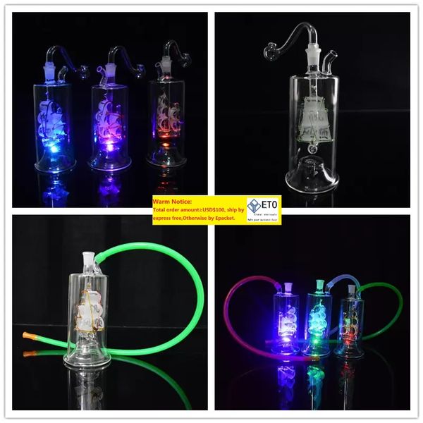 Acryl-Shisha-Räucherbecher-Set, Flaschenpfeifen mit LED-Licht, Shisha-Schlauch, Wasserpfeifen, Wasserbongs, Bohrinseln, Zubehör, einfach zu transportieren für zu Hause