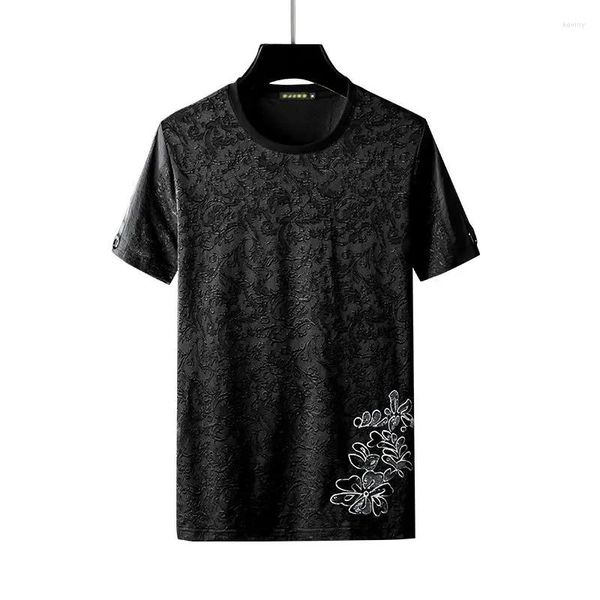 Erkekler Tişörtleri Avrupa İstasyonu Mercerize Jacquard Nakış Pullu T-Shirt Erkekler Kısa Kollu Yaz Trendi Kore İnce Fit Yarı