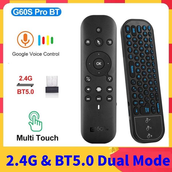 G60S Pro Telecomandi BT 5.0 2.4G Giroscopio Air Mouse Telecomando Bluetooth Mini tastiera wireless per Android Smart TV Box Computer PC
