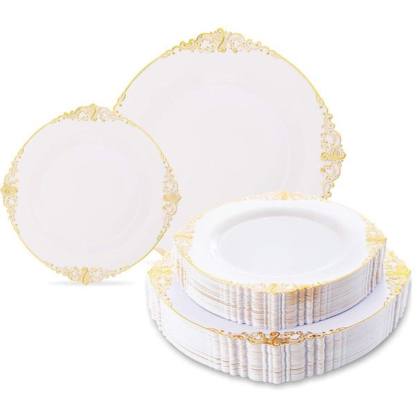 Dinina de jantar descartável 20 placas 7,5in 10.25N Placas de alta qualidade de plástico branco de plástico branco adequadas para festas de casamento 230131