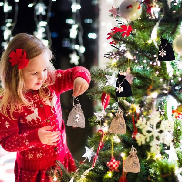 Decorazioni natalizie Calendario dell'Avvento Sacchetto regalo di caramelle Appeso Coulisse Decorazione conto alla rovescia per bomboniere da parete