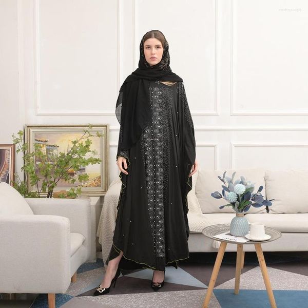 Ethnische Kleidung Damen Abaya Kleid Muslim Kebaya Schwarzer Kaftan Arabischer Naher Osten Dubai Türkische Abayas Strass Lose Chiffon Maxi Robe