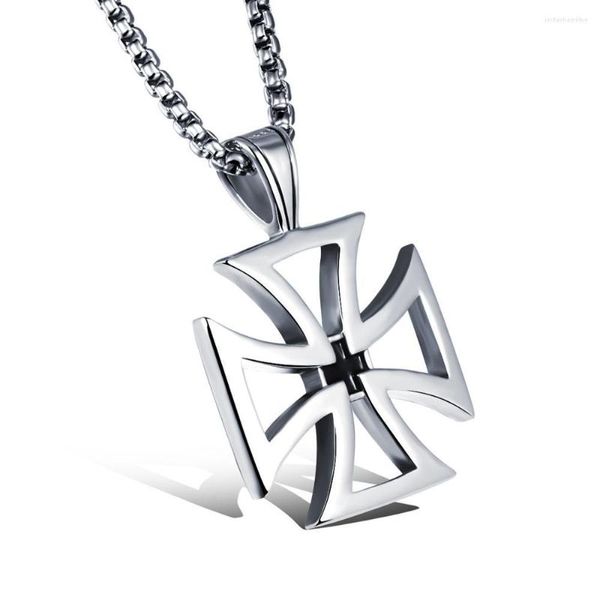 Collane con ciondolo Collana da uomo in acciaio inossidabile Vintage Hollow Maltese Iron Cross Knights Templar Fashion Jewelry