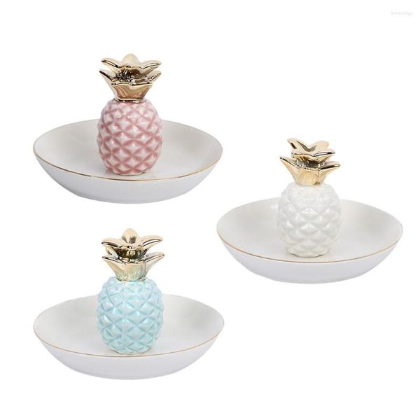 Sacchetti per gioielli Vassoio in ceramica con ananas, anello, collana, porta bigiotteria, decorazione per la stanza, piatto