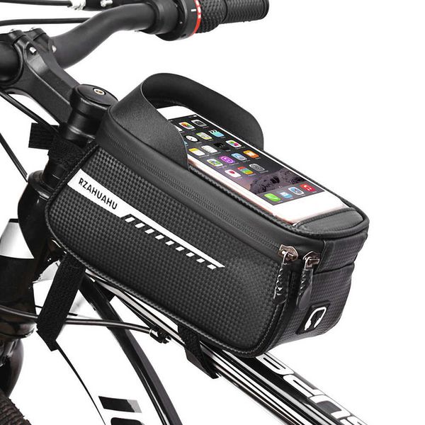 Borse laterali Porta telefono per bicicletta Porta touchscreen Fascio impermeabile Telaio anteriore Tubo superiore Borsa da ciclismo Accessori bici MTB 0201