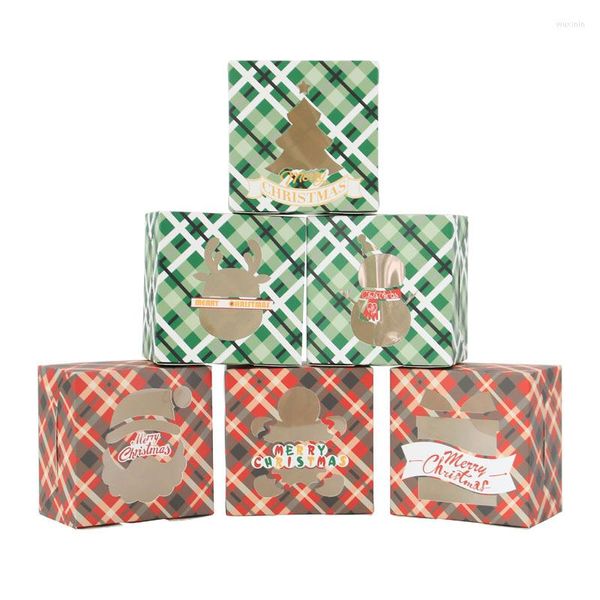 Подарочная упаковка 12/24pcs Рождественские бумажные пакет подарки пекарня для печенья Печень