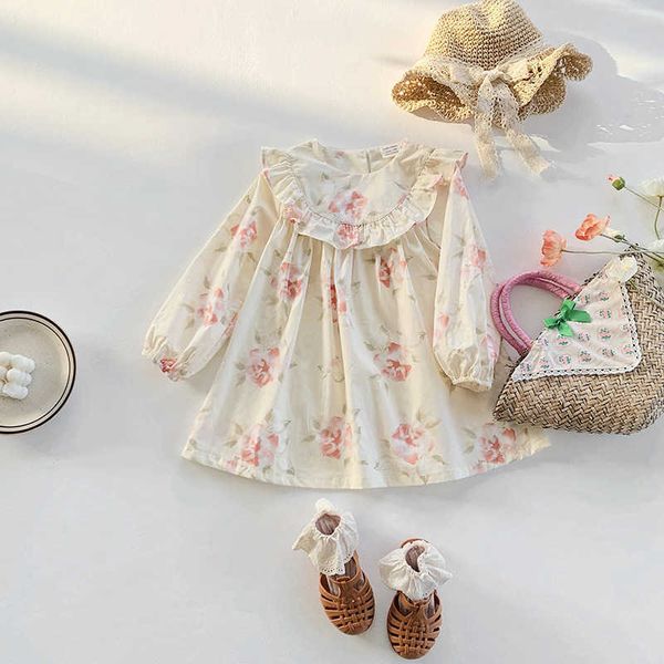 Корейская детская одежда для девочек, весеннее платье с рюшами для девочек, милые детские элегантные платья принцессы #7239