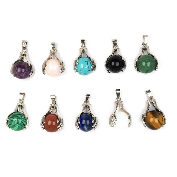 Charms Natural Stone Ball Chakras Palm Claw Подвеска розовая Quartz Healing Reiki Crystal Обнаружение для ожерелий DIY Женщины Fashio Dhgarden DHPT5