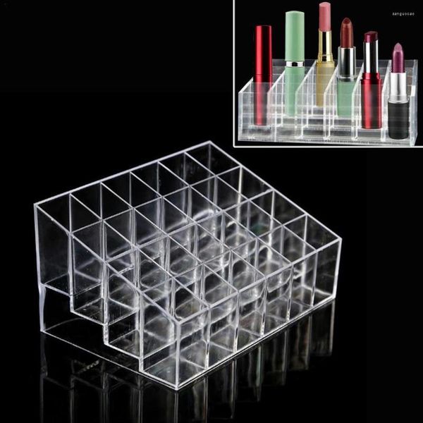 Ящики для хранения акриловая 24 сетка косметическая коробка для макияжа организация организатора ювелирные украшения для лака для ногтей.