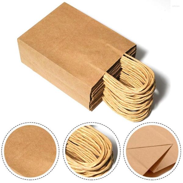 Confezione regalo 16 pz/set Borsa al dettaglio Sacchetti di carta Kraft compostabili di riciclo Riciclabile Manico rinforzato Ottimo per