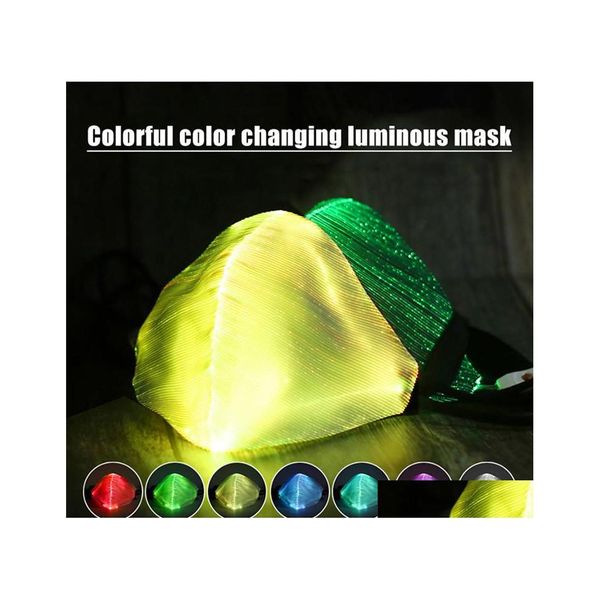 Parti Maskeleri Moda LED Işık Aydınlık Ağız Maskesi Pamuk Toz Geçirmez ve Rüzgar Geçirmez Asma Kulak Kişiliği Komik Yüz USB ÜCRETİ DROAK OTR2T