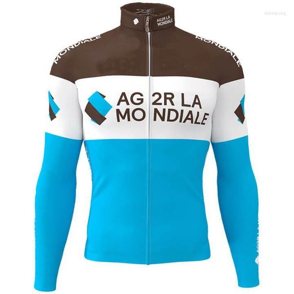 Jackets de corrida 2023 AG2R PRO Equipe de inverno Homens térmicos Meninas de ciclismo de manga longa Roupas de bicicleta Maillot ropa ciclismo