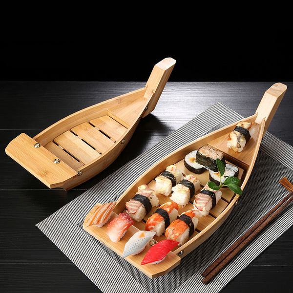 Sushi Tools Boats de cozinha japoneses Bambu de frutos do mar de bambu de bambu handmades sashimi variados pratos frios fornecedores de barra de mesa 230201