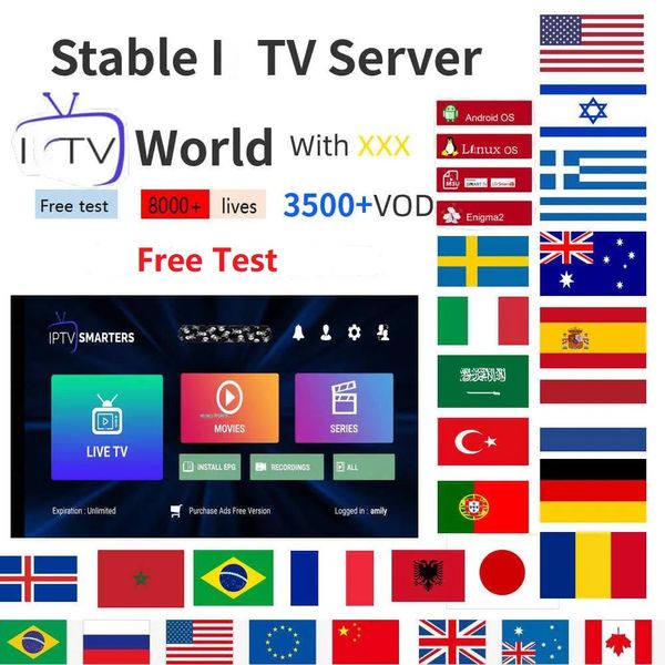 Smart TV Parti Europe World 25000 VOD IP Sports TV M3 U XTREAM XXX OTT Android Smarters Pro Mag US Arabo France Svezia Canada USA UK Germania Spettatura gratuita