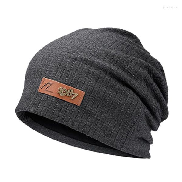 Boinas de chapéus de malha para homens Skullies Beanies Men's Autumn Hat Gorra Bonnet Soft Spring Male Balaclava Beanie Brimless Cap1987