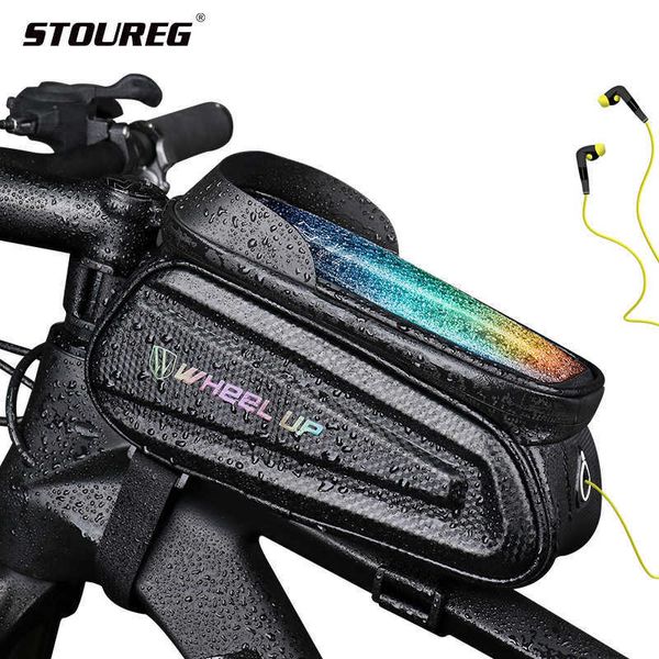 Borse laterali s Frame Front Top Tube MTB Bike Cycling Case Borsa touchscreen per accessori per telefoni cellulari per biciclette 0201