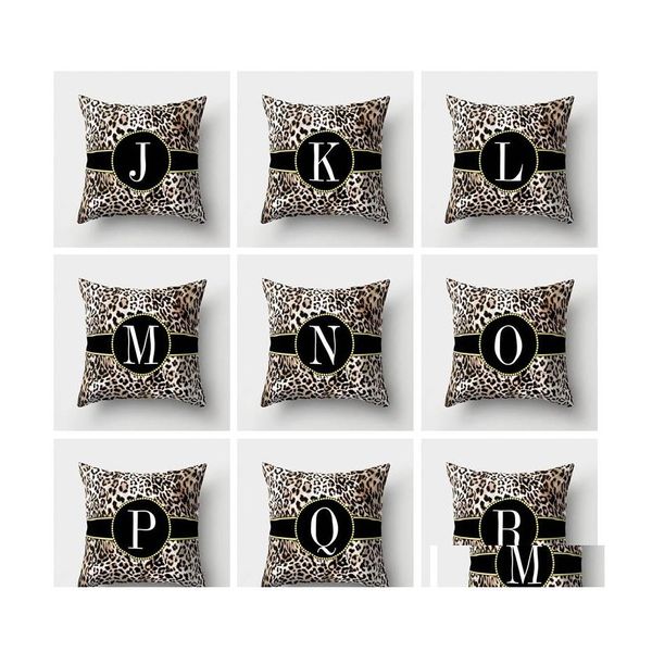 Caso de travesseiro Leopard Letters Cotes Chrethion ER Decorativo Polyester 45x45cm Decora￧￣o de casa Droga Droga Jardim T￪xteis de cama SU DHVF8