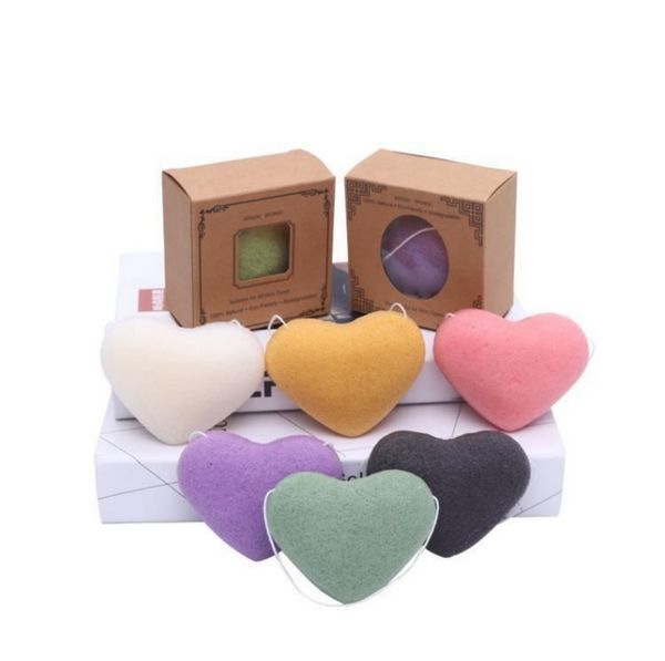 Konjac Facial Cleansing Puff Heart Heart Facials Facials Clean Sponge Konjac Esfoliando banhos de terra esponjas Faculdades de maquiagem de cuidados com o rosto TT0201