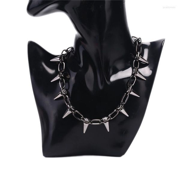 Chokerhalsketten Silber Spike Nietenhalskette Rock Gothic Nieten Punk Goth Handgemacht CCB Material Pear22