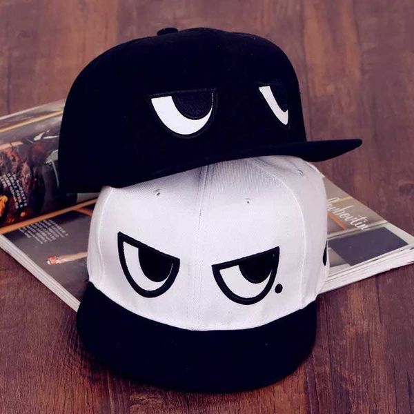 Caps de bola Cartoon Eyes Print Flat Men Mulheres Chapéus de beisebol Cap de quadril Snapback Hat G230201