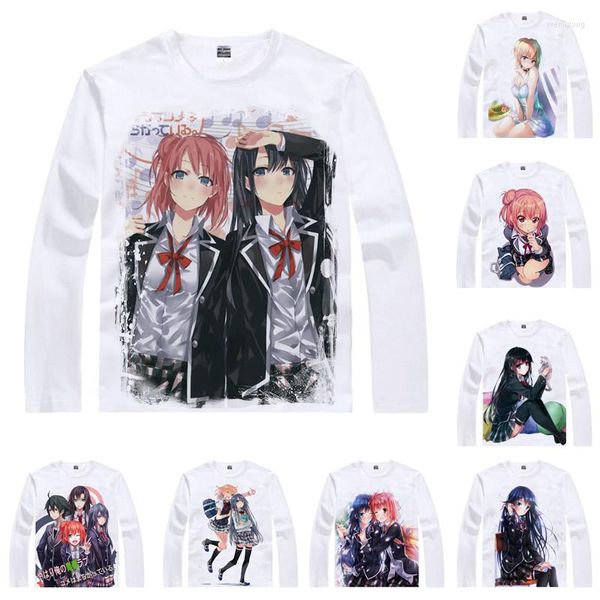 Camicie da uomo coolprint shirt anime snafu oregairu hamachi magliette maniche lunghe yukino yukinoshita yui yuigahama cosplay motiva kawaii