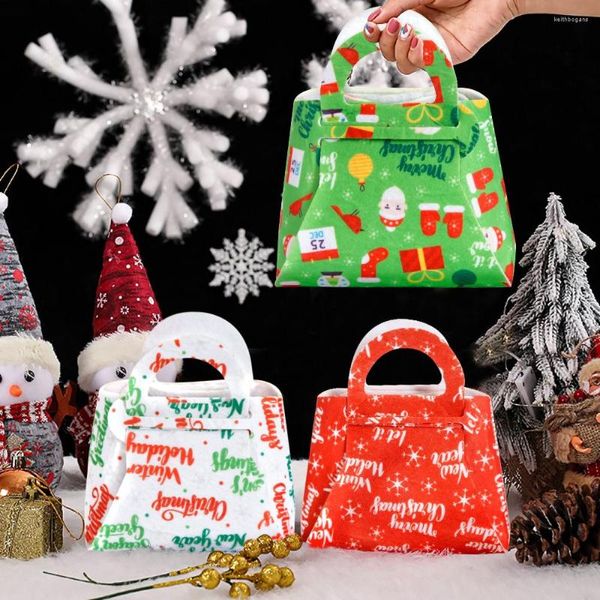 Decorazioni natalizie Sacco di Babbo Natale Regali di Natale per bambini Borsa per calze di caramelle Panno in feltro stampato Babbo Natale squisito