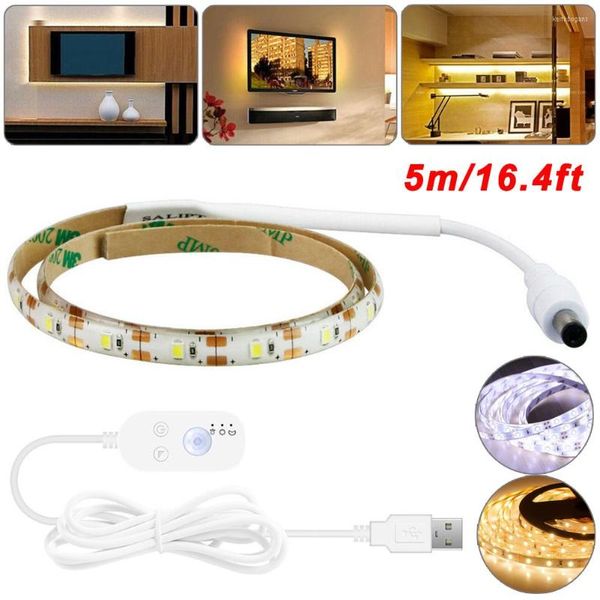Saiten Intelligente dimmbare PIR-Bewegungssensor-LED-Streifenlichter SMD2835 USB-Treppenschrank-Schranklampe Schlafzimmerdekoration Innenbeleuchtung