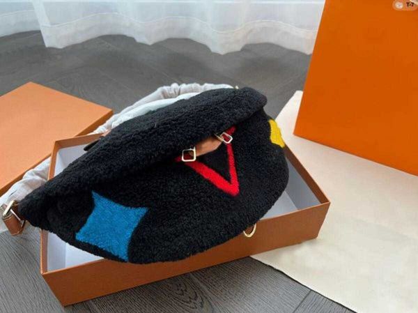 10A Borsa da donna di lusso in peluche di coniglio di design, borsa da orsacchiotto, da donna, soffice, marsupio, borsa a tracolla, invernale, fuzzy, marsupi, marsupio, borse di alta qualità