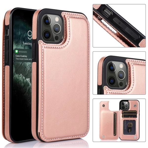 Luxus Slim Fit Premium Leder Handyhüllen für iPhone 14 13 11 12 Pro XS Max XR X SE 7 8 Plus Brieftasche Kartenhalter Slots Flip Case Cover