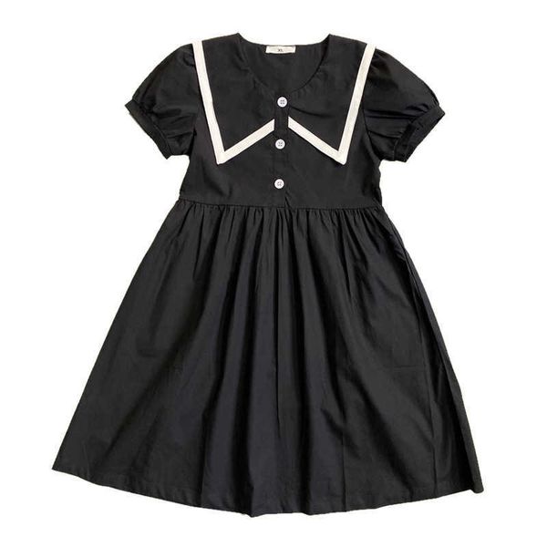 Ragazza da 6 a 16 anni Teen Kids Preppy New Girls Summer Dress Abbigliamento per bambini Vestiti con bottoni in cotone Patchwork carino #6190 0131