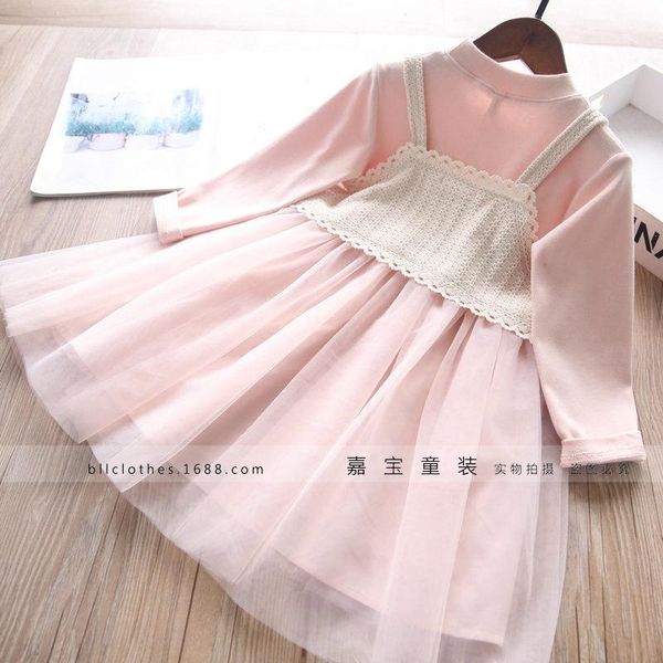 Наборы одежды 2023 Spring Girls Pink Princess и кружевные жилеты Дети Дети Дети 2PCS Костюмы Оптовые