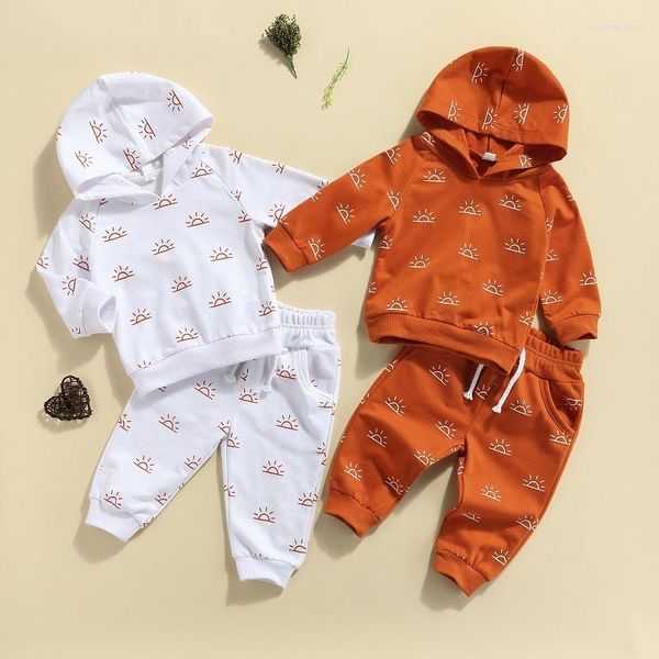 Clothing Sets FOCUSNORM 2023 Autumn Kids Baby Boy Girl Clothes Long Sleeve Sun Print Hooded Tops Pant 2PCS