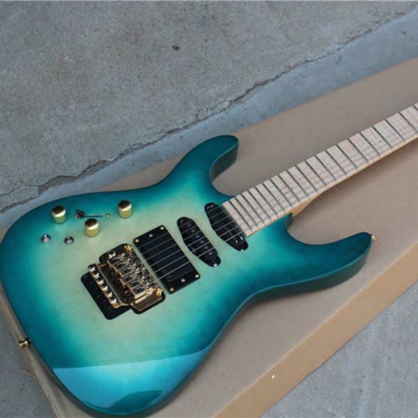 Mano sinistra 6 Stringhe Blue Electric Guitar con Floyd Rose Maple Tretboard Quilted Maple Appiazzolosa personalizzabile