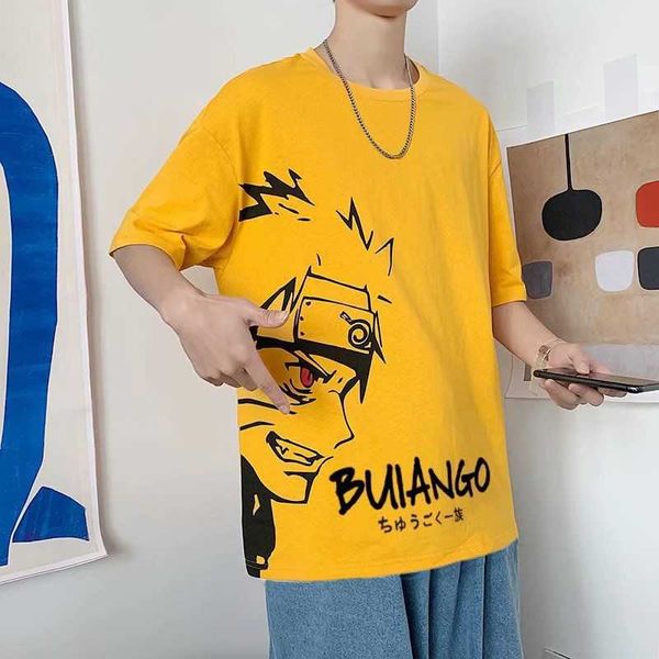 Camisetas masculinas 2022 Camiseta de algodão novo masculino Trendência casual casual masculino de manga curta japonesa Y2302