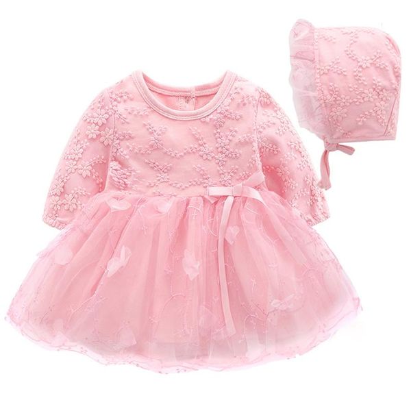 Kleidungssets Bebes Born Mode Erster Geburtstag Prinzessin Niedliche Kleider Set Tutu Spitzenkappe 2 Stück Mädchen Casual Herbst