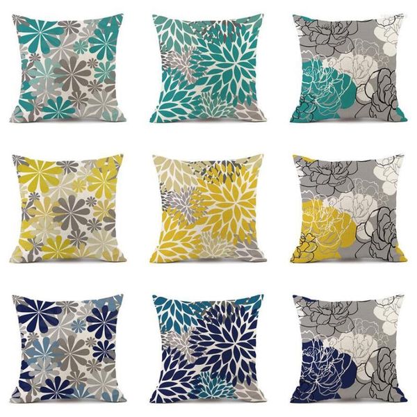 Cuscino Dahlia Cover Green Yellow Grey Blue Boho Floral Modern Geometric Case Home Living Room Decor Sofa Car Federa