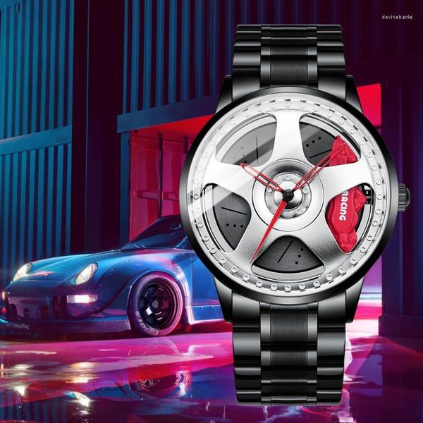 Нарученные часы мужские мужские часы водонепроницаемые колесные часы автомобиль rim Quartz Sports for Men Clock Relogio masculino volks