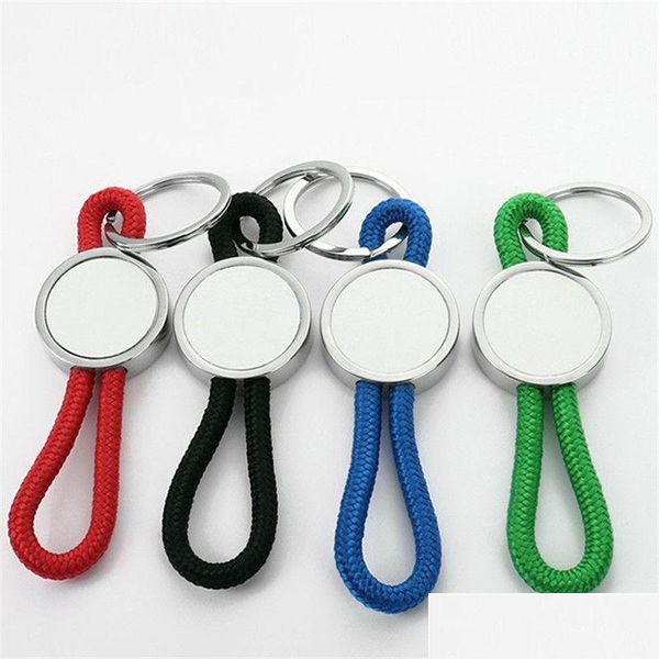 Keychains colhedos sublima￧￣o em branco Accessy Diy Round Nylon Cord Blue Red Designer Kichain Wallet Ballet Bolsa