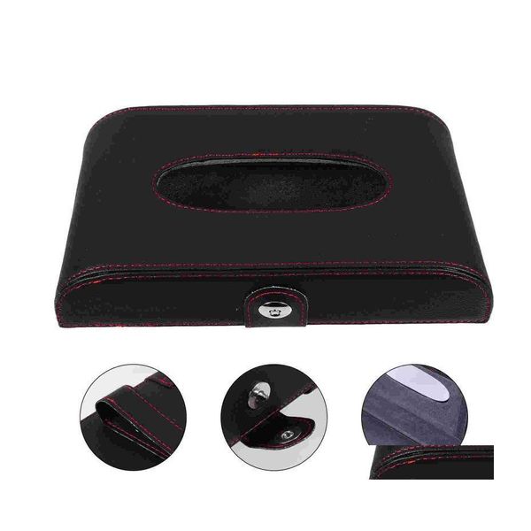 Scatole di fazzoletti Tovaglioli Supporto per auto Visiera parasole Tovagliolo Pu Leather Drop Delivery Casa Giardino Cucina Sala da pranzo Bar Decorazione della tavola Accessori Dhkyr