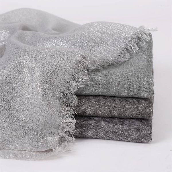 Шарфы Viscose Women Scarf Sliver Shimmer Muss Muss Hijab Fashion Shawls блестящие элегантные бандана обертывания 10 шт./Лот